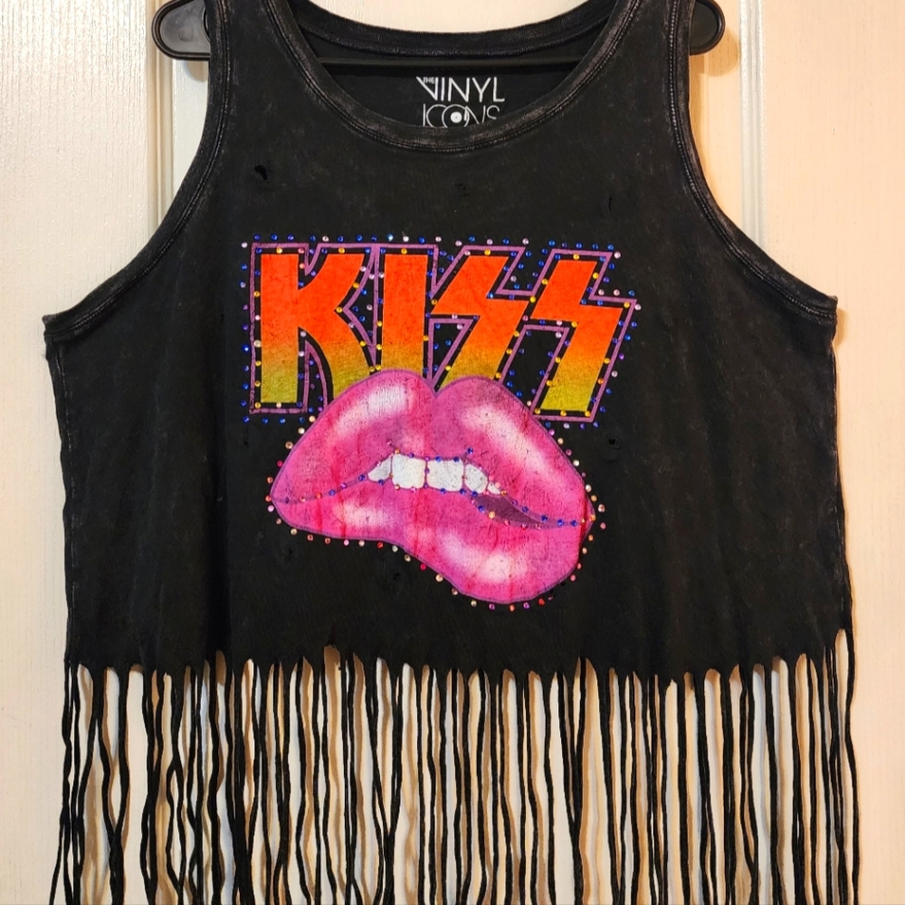 Brand new KISS by Vinyl Icons 4 Torrid Distressed Fringe Tank